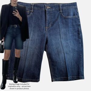 Y2K Longline Denim City Shorts Classic Bermuda Mid Rise 8 Minimalist Preppy